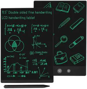 Amoretti Sonnet LCD Writing Tablet, 11.5in Double Display Erasable Reusable Electronic Drawing Pads, Electronic scratchpad for Kids and Adults Black