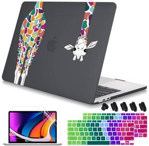 Mektron 2020 2019 2018 for MacBook Air 13 inch Case M1 A2337 A2179 A1932 w/Retina Display & Touch ID, Matte Black Colorful Giraffe Soft Touch Plastic Laptop Cover Keyboard Skin Screen Protector