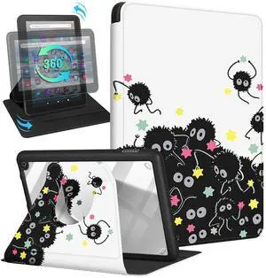 Kidcube for Amazon Kindle Fire 7 Tablet Case 12th Generation 2022 Release for Women Girls Cute Folio Cover Cartoon Cool Design Rotating Stand with Auto Wake/Sleep Fashion for Kindle Fire 7 Cases 7"