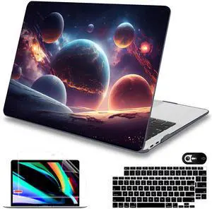 Mektron for MacBook Air 13 inch Case 2021-2018 Release A2337 M1 A2179 A1932, Plastic Hard Shell Case & Keyboard Cover Only Compatible with MacBook Air 13 inch Retina Fits Touch ID, Planets