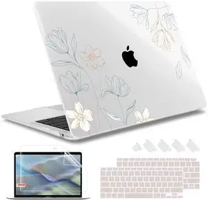 May Chen Compatible with MacBook Air 13 inch Case 2021, 2020 2019 2018 Release Model: M1 A2337 A2179 A1932, Plastic Hard Shell Case Cover for MacBook Air 13 inch with Retina Dispaly, Floral S992