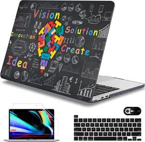 Mektron for MacBook Pro 13-inch Case 2022 2021 2020 A2338 M2 M1 A2289 A2251, Printed Plastic Hard Shell Cover for MacBook Pro 13.3-inch Touch Bar/Touch ID, Geometric Blackboard