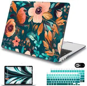 Mektron Case for MacBook Air 13 inch M1 A2337 A2179 A1932,Hard Cover 2018-2021 Air 13-inch with Touch ID, Exclusively Designed Protective Shell with Keyboard Skin+Screen Protector, Abstract Florals