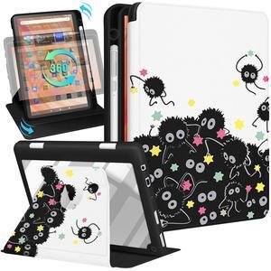 Kidcube for Kindle Fire HD 10/10 Plus Tablet Case - 13th/11th Generation (2023/2021) 10.1" Women Girls Boys Cute Teen Cool Design Rotating Stand Pencil Holder Folio Cases for  Fire HD 10/10 Plus