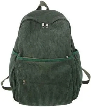 MININAI Preppy Corduroy Aesthetic Backpack 15.6 inch Laptop College Backpack Cute Book Bag Travel Rucksack Daypack (One Size,Green)