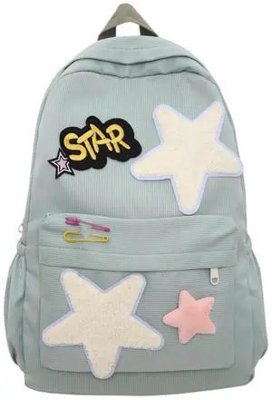 MININAI 2025 Preppy Backpack Trendy Y2K Stars Backpack Cute Aesthetic College Laptop Backpack Casual Daypack Y2k Accessories (Green,One Size)