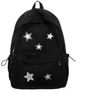 MININAI Cute Y2K Aesthetic Backpack Stars Pattern Preppy Backpack Laptop Backpack Back to College Supplies (Black,One Size)
