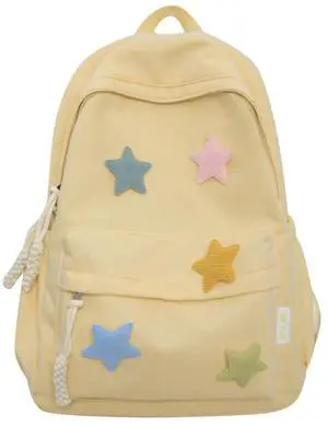 MININAI Y2K Aesthetic Backpack Preppy Backpack Cute Trendy Star Backpack Laptop Backpack Back to College Supplies (Yellow,One Size)