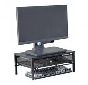 Mknana Metal Computer Stand for Desk,Monitor Riser with Drawer ,Desktop Stand for Laptop,Printer and Monitor,Black