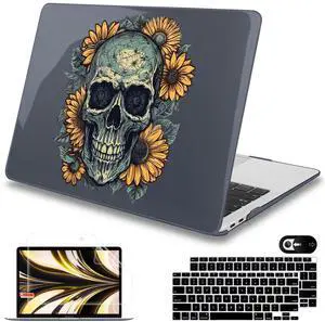 Mektron for MacBook Air 13 inch Case 2021-2018 Release A2337 M1 A2179 A1932, Plastic Hard Shell Case & Keyboard Cover Only Compatible with MacBook Air 13 inch Retina Fits Touch ID, Gothic Skull