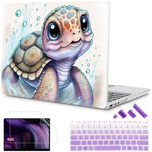 Mektron Surface Laptop Go 12.4 inch Case Compatible with Go 3/2/1 Microsoft Surface Laptop 12.4" Cover 2023-2020 Releases Model 1943/2013 Plastic Hard Shell Case with Screen Protector, Cute Turtle