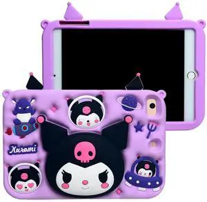 Cartoon Case for Galaxy Tab A9 8.7" SM-X110/X115,MONEHOYSY Cute Soft Silicone Kickstand [Drop Proof,Shock Proof,Anti Slip] Back Stand Cover Case for Kids Children Teens Girls Boys (Kurom)