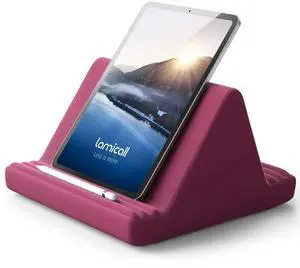 Lamicall Tablet Pillow Stand, Pillow Soft Pad for Lap - Tablet Holder Dock for Bed with 6 Viewing Angles, for iPad Pro 9.7, 10.5, 11, 12.9 Air Mini 4 3, Kindle, Galaxy Tab, E-Reader, Purplish Red