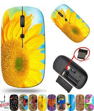maizi Mouse Chromebook Laptop PC Notebook Mice 20296986 Close up of Sunflower Portable 2.4G with USB Receiver Printed in USA