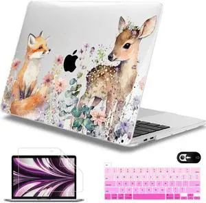Mektron for MacBook Pro 13-inch Case 2022 2021 2020 Release A2338 M2 M1 A2289 A2251, Printed Plastic Hard Shell Cover for New MacBook Pro 13.3-inch Touch Bar Fits Touch IDFox and Deer