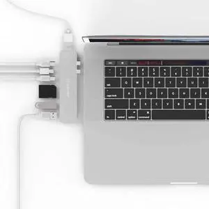 7-in-2 - NECESSARY - MacBook Pro/Air USB-C Hub Adapter - Multi-Port Docking Station with 4K HDMI, Ethernet, 3 USB 3.0, SD/TF Card Reader and USB-C Power Delivery (Silver)
