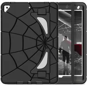 Nitupai Case for iPad 10.2 Case for Kids iPad 9th / 8th / 7th Generation Gen Case Heavy Duty Shockproof Rugged Protective Cover 10.2 Inch with Stand for Kids, Black+Black