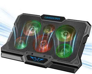 Laptop Cooling Pad, Laptop Cooler with 6 Quiet Fans RGB 7 Color Light for 15.6-17 Inch Laptop Cooling Fan Stand, Portable Slim USB Powered Gaming Laptop Cooling Pad, Switch Control Fan Speed(Black)
