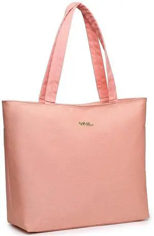 NNEE Water Resistance Nylon Laptop Tote Bag Computer Travel Carrying Shoulder Bag (12-13.3 Inch, Peach Pink)