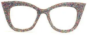 mincl Cat Eye Reading Glasses Bling Rhinestones Crystal Black Diamond Frame Eyewear Anti Blue Light Reader (clear, 1.75x)