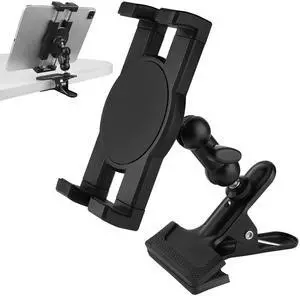 Mippko Clip Clamp Tablet Holder for Desk/Table/Glass Door/Desktop Baffle/Easel,Compatible with 7~12.9 inch iPad/Nexus/LG G Pads/Fire HD,360degAdjustment Aluminium Alloy Arm Metal Mount