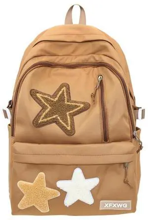 MININAI Y2k Backpack with Kawaii Pendant Aesthetic Star Backpack Cute Preppy Laptop Book Bag Back to College Supplie (Caramel,One Size)