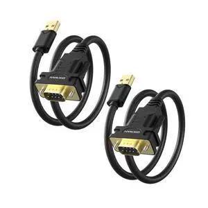 OIKWAN USB to RS232 Serial DB9 Male Cable, 2-Pack