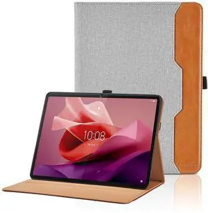Case for Lenovo Tab P12/Xiaoxin Pad Pro 12.7 Inch 2023 (TB370FU) - PU Leather Business Folio Case with Pocket, Auto Wake/Sleep Smart Tablet Cover,Gray