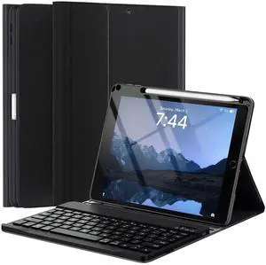 OYEEICE Keyboard Case for iPad 9.7 inch 6th 2018, 5th Gen 2017 - Wireless Detachable Keyboard, Smart Folio Cover with Pencil Holder for iPad 6th/5th Gen & iPad Air 2nd - Black