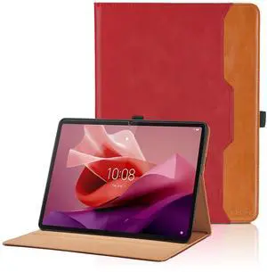Case for Lenovo Tab P12/Xiaoxin Pad Pro 12.7 Inch 2023 (TB370FU) - PU Leather Business Folio Case with Pocket, Auto Wake/Sleep Smart Tablet Cover,Red