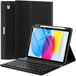 OYEEICE for iPad 11th A16/ 10th Gen Case with Keyboard (2025/2022, 11/10.9 Inch) - Wireless, Detachable, Cover with Pencil Holder - Black