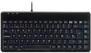 Perixx PERIBOARD-409P ES Mini Teclado con Cable PS2-314x146x20mm - Negro - QWERTY español
