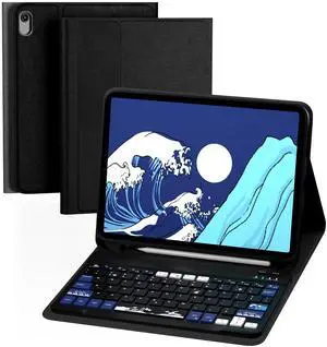 OHY iPad 11th 10th Generation Case with Keyboard - XVX 7 Colors Backlit Wireless Detachable Folio Keyboard Cover with Pencil Holder for iPad 11-inch A16 2025 10th Gen 10.9 Inch 2022 (Black)