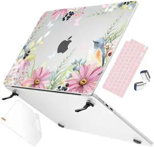 May Chen for M4 MacBook Air 13.6 inch Case A3240 A3113 A2681 M3 M2 2025 2024 2023 2022 Release, Fold Kickstand Pattern Hard Shell Case for M4 Air 13.6" Laptop with Keyboard Cover, Retro Butterflies