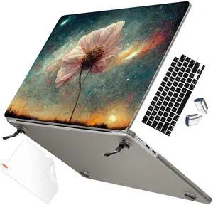 May Chen for M4 MacBook Air 13.6 inch Case A3240 A3113 A2681 M3 M2 2025 2024 2023 2022 Release, Fold Kickstand Pattern Hard Shell Case for M4 Air 13.6" Laptop with Keyboard Cover, Flower Stars