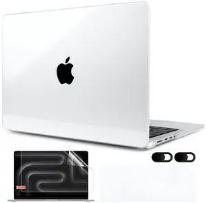 MEEgoodo for M4 MacBook Pro 16 inch Case 2024 2023 2021 (Fit Model A3403/A3186/A2991/A2780/A2485) M3 M2 M1 Pro/Max with Touch ID, Laptop Hard Shell Case with Keyboard & Webcam Cover, Crystal Clear