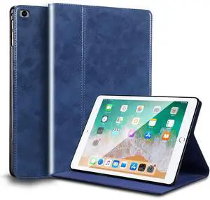 NANRUIL for Ipad Mini12345 Case 7.9-inch and Mini 1/2/3/4/5th Gen 2012/2013/2014/2015/2019 Genuine Leather Cover Protective Shell,Auto Wake/Sleep.Blue
