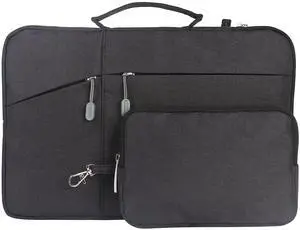 Megoo 12inch Laptop Sleeve with Accessory Pouch for Microsoft Surface Pro 12/7/6/5/4 12.5", Laptop Go 12.4", Pro 11/10/9/8 13", Carry Travel Case for 11"-13" Chromebook Tablet(Black with Charger Case)