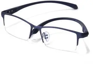 PRIVOZA Blue Light Glasses for Men Semi Rimless Rectangular Computer Glasses Blue Blocker Anti Glare UV400 Protection (Blue)