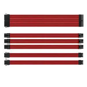 18AWG PSU Cable Extension Kits, Power Supply Mod Sleeve Extension Cable, 24Pin ATX Cable2x8Pin4+4 EPS Cable3X 8Pin6+2 PCI-E for PSU Cable (Red)