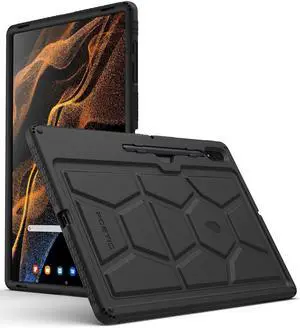 Poetic TurtleSkin Case Designed for Samsung Galaxy Tab S8 Ultra Case 14.6 Inch 2022, Heavy Duty Shockproof Rugged Kids Friendly Drop Protection Silicone Cover Case, Black