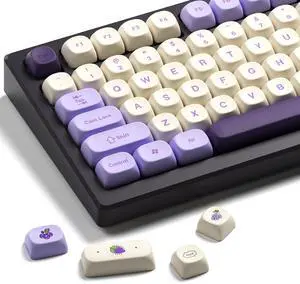 XVX MOA Profile Purple Grape Theme PBT Dye-Sub Keycaps, Custom Keycap Set for Mechanical Keyboards (Compatible with Cherry MX Switches, Purple & White Design)