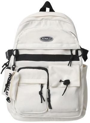 MININAI 2025 Preppy Backpack with Coin Purse Y2k Japanese Harajuku Backpack Aesthetic Cool College Daypack Fit 15.6" Laptop (White,One Size)