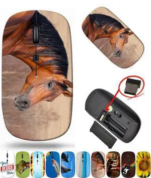 maizi Wireless Mouse White for PC Computer Chromebook Notebook, Wireless Mice White 29129260 Chestnut Horse Head a 2.4G USB Receiver Portable Printed in USA