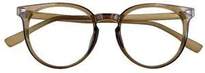 Optifine Round Blue Light Blocking Glasses for Women Men Computer Reading Eyeglasses Frame Olive Green 0