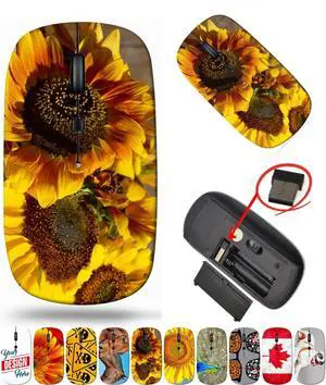 maizi Cordless Mouse for PC MacBook Notebook Computer, Cordless Mice Image ID: 32455065 Beautiful Sunflowers 2.4G USB Receiver Lightweight Printed in USA