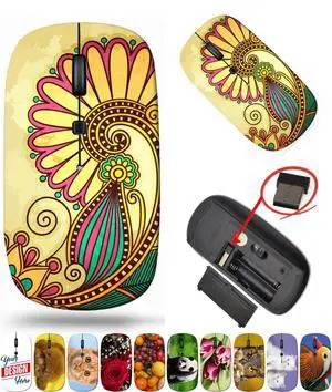 maizi Mouse Chromebook Laptop PC Notebook Mice 14984911 Flower Design on Grun 2.4G USB Receiver Portable Printed in USA