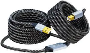Ruaeoda 50 ft USB 2.0 Printer Cable, Long USB Cable, USB Type A Male to B Male, Compatible with HP, Canon, Epson, Lexmark, Dell, Xerox, Samsung