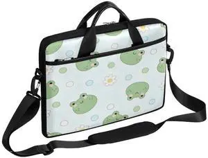Laptop Bag for Women Men Waterproof Laptop Shoulder Bag 14-15.6 Inch Computer Messenger Bag Carrying Case (Cartoon Frogs)