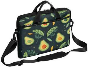 Laptop Bag for Women Men Waterproof Laptop Shoulder Bag 14-15.6 Inch Computer Messenger Bag Carrying Case (Avocado Fruits Leaves)